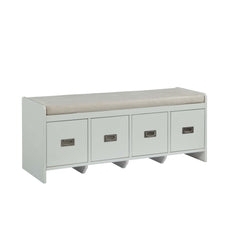Unique in look and comfort, the Baptis bench, mixing pure buttonless tufted & welt trim fabric, offers a soft and luxe seating option or accent piece for any environment. It also features 4 drawers for storage. This attractive bench will be the ideal addi