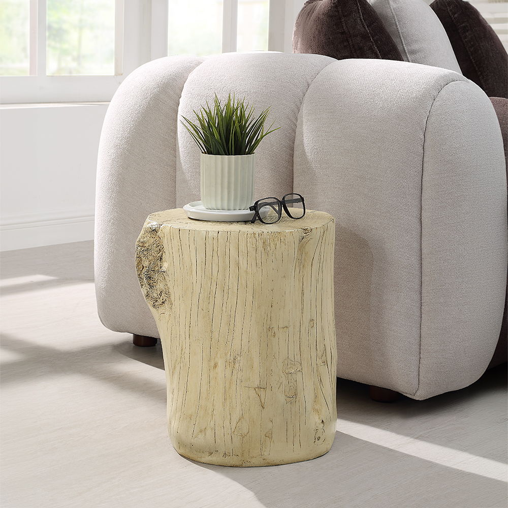 The Gene round accent table brings nature indoors with its faux concrete finish. The fixed table top offers sturdy support, while the modern and contemporary design complements any decor. Perfect as a statement piece or a functional surface, this accent t