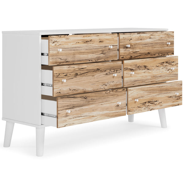 Piperton - Brown / White - Six Drawer Dresser - Vinyl-Wrapped