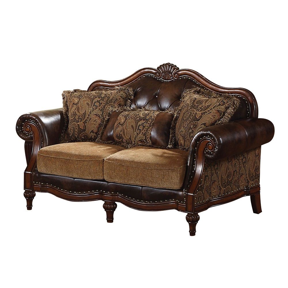 The Dreena traditional sofa collection features decorative molding trim, its complemented by comfortable seating made with faux leather and chenille fabric. This collection is perfectly suitable for any living room environment.<br/><br/><b>Product Feature