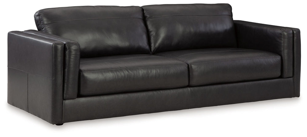 Keen on crisp, contemporary design? Adore the pleasure of leather? Look no further. This living room set satisfies on every level. Richly textured and decadently supple, the plush cushions are wrapped with combination leather and faux leather upholstery i