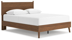 What do you get when you mix a minimalist profile with a warm finish? With sleek simplicity and a rich auburn hue, this queen panel bed delivers cool, contemporary style with a nod to mid-century modern design. Talk about completing your restful retreat w