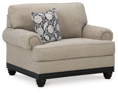 This oversized chair suits those searching for a fresh take on versatile style, seamlessly transitioning from casual to modern with your decor. Its flexible character comes courtesy of a chunky fabric. Matte black wood trim creates innovative contrast. A 