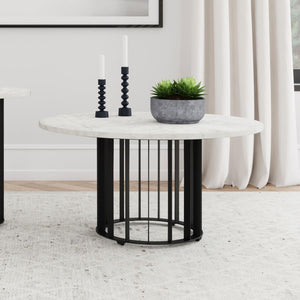  open vertical rod design gives the table a striking yet minimalist appeal. Its spacious marble 