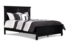 The Tamarack Wood Panel Bed in Black is a true standout, showcasing durable construction with a blend of solid poplar, basswood veneers, and eco-friendly manufactured wood for unmatched strength and longevity. This bed-'-'s versatile transitional style ma