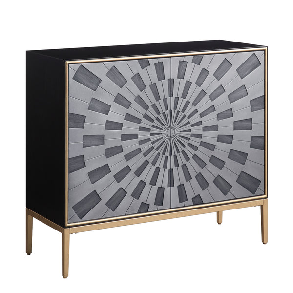 Rectangular Accent Table w/2 Doors Metal Leg Storage: Doors w/ Shelf Inside<br/><br/><b>Product Features</b><ul><li>Rectangular Accent Table w/2 Doorsâ€§ Metal Leg</li><li>Storage: Doors w/4 Shelves Inside</li><li>Case: 1Pc/1Ctn</li><li>Finish: Black, Gra