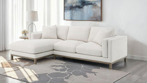  thoughtfully designed with a left side chaise to accommodate your personal lounging preferences. Upholstered in a soft