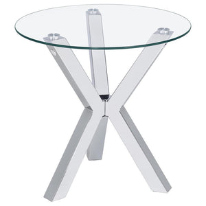 This sleek side table brings modern refinement to your living room, effortlessly doubling as an accent table, occasional table, or utility table. Its round tempered glass top rests elegantly on an electroplated chrome frame crafted from heavy gauge steel,