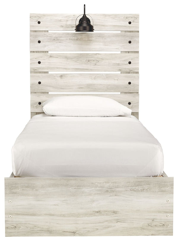 Cambeck - Whitewash - Twin Panel Bed with 4 Storage Drawers