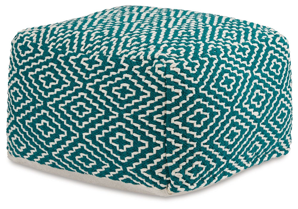 This handwoven pouf is like eye candy for your decor. The perfect perch for kicking up your feet at the end of a long day, it can also be topped with a tray for an instant end table. Youâ€™ll love how beautifully the pouf-'s on-trend geometric design blen