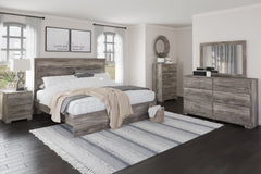 Ralinksi - 6 Pc. - Dresser, Mirror, King Panel Bed, 2 Nightstands - Gray