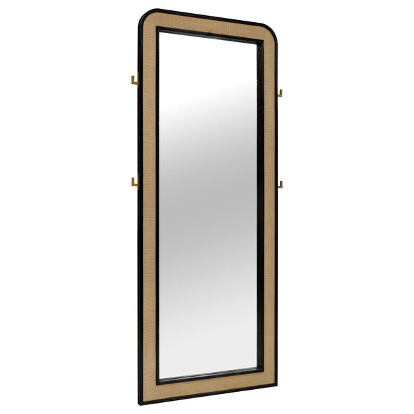 Elevate your bedroom or dressing area with this elegant full-length mirror, designed to bring both style and functionality to your space. The mirror features a sleek, rounded-edge frame finished in a sophisticated, textured material that adds a touch of w