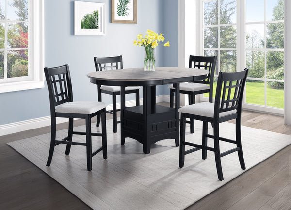 Discover practicality and style with our dining group. With a straightforward design, this set is perfect for everyday meals and casual gatherings. The grid-back chairs offer supportive seating, while the cushioned seats ensure comfort. With its under-tab