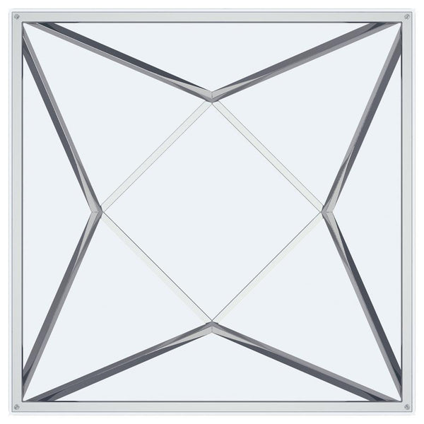Brittania - Square Glass Top Geometric End Table - Nickel