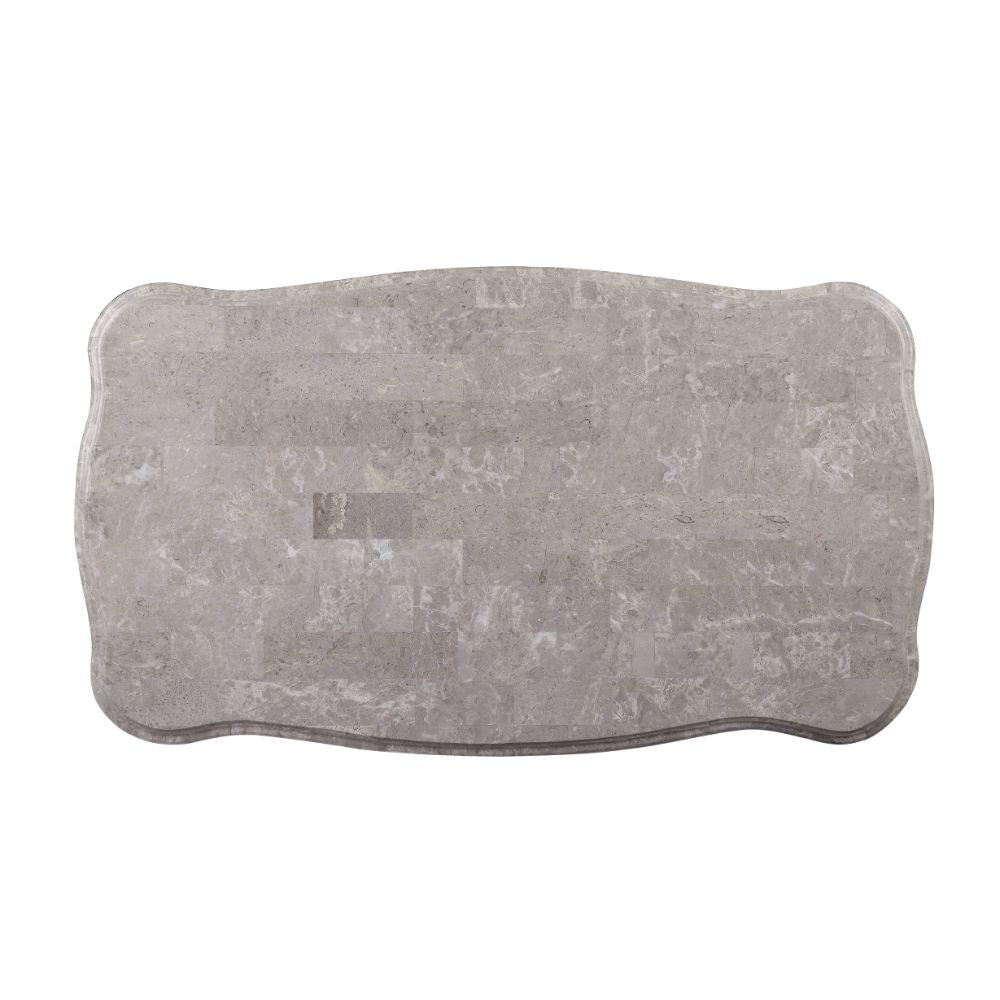 Rectangular Coffee Table â€¢ NO Storage â€¢ Marble Top â€¢ Wooden Frame with Raised Scrolled Trim and Floral Motifs (Vintage Hand-Brush Finish) â€¢ Queen Anne Leg<br/><br/><b>Product Features</b><ul><li>Exclusive Design</li><li>Occasional Tables</li><li>M