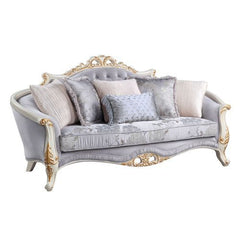 Beautifully designed and executed the Galelvith living room collection offers a grand experience. With dynamic crown moldings and beautifully carved wooden claw legs to add dimension. The sofa and loveseat feature a bench-style seat cushion with pocket co