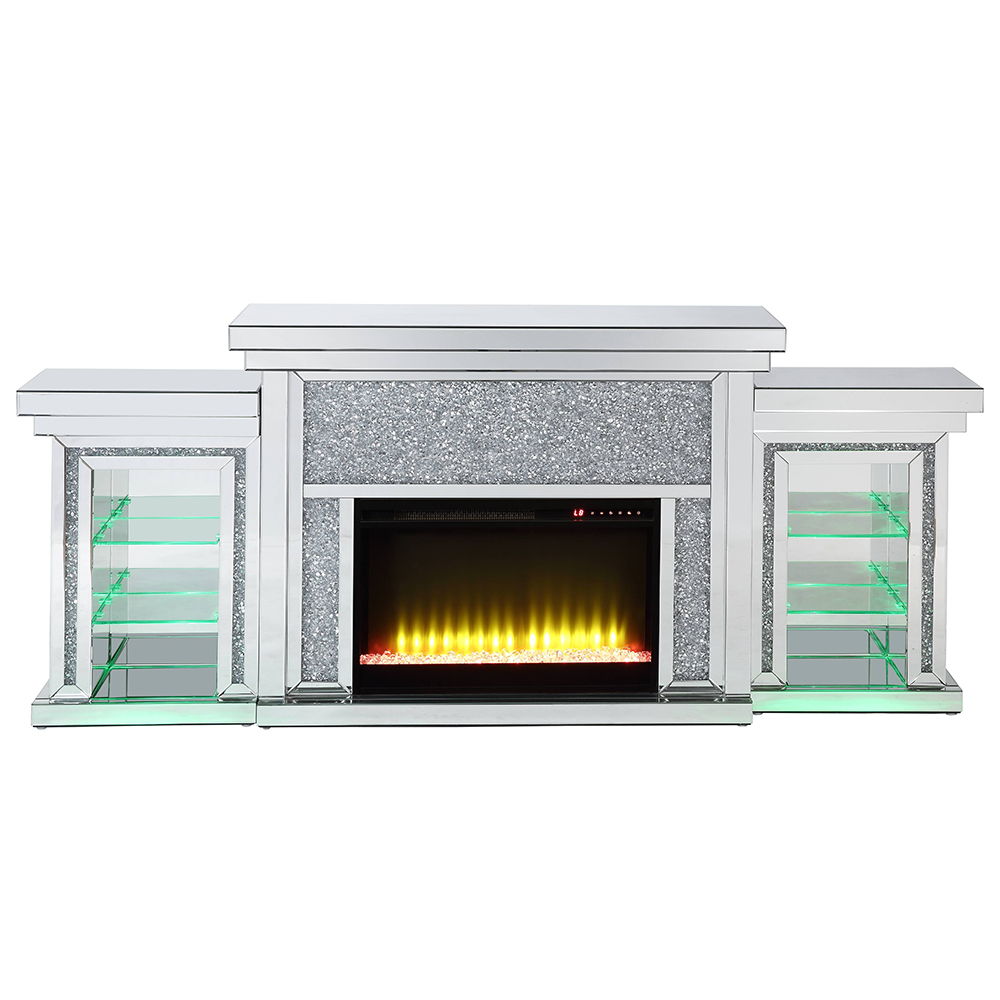 Put on display your treasured memories and family keepsakes on this Noralie LED fireplace. Featuring side shelving on the ends for displaying books and decor items. This fireplace is a complementary addition to refined living spaces and home offices style