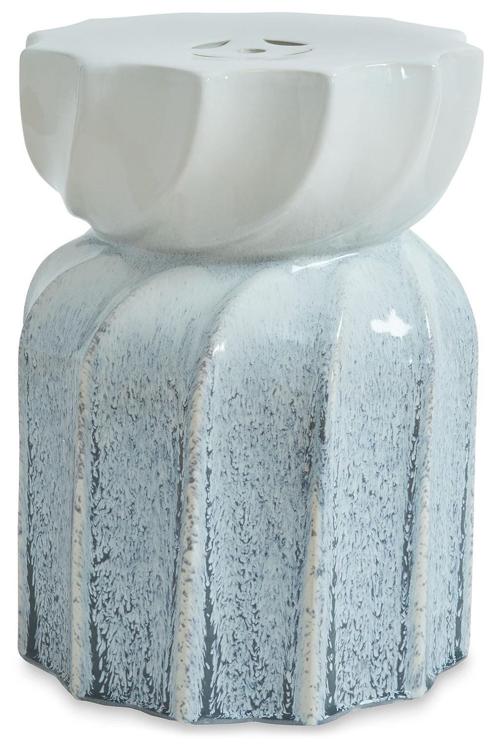 Show off your green thumb, or an eye for delightful decor, with the help of this stool. Its taupe and gray reactive glaze provides a neutral base that suits a variety of spaces. Use it indoors or outdoors to display plant life or assorted accents of your 