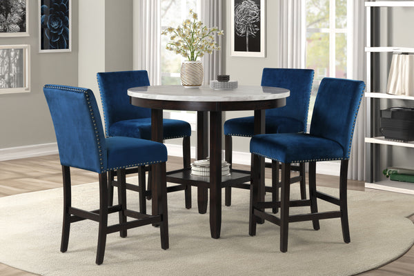 Celeste - Round Counter Table & 4 Chairs - Blue