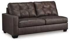 This left-arm facing sofa is made with faux leather upholstery. Pairs with other items in the series to make a sectional.<br><br><b>Additional Dimensions</b><br><ul><li>Arm height: 26-"</li><li>Seat depth: 73-"</li><li>Seat height: 20-"</li><li>Top of cus