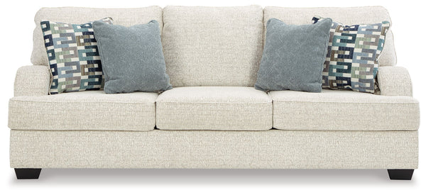 This sofa has the corner on casual contemporary style and everyday comfort. Chic and subtly innovative, its crosshatched chenille upholstery is a forward-thinking take on fashionable neutrals. The sleek frame gets a soft, streamlined touch with sloping tr
