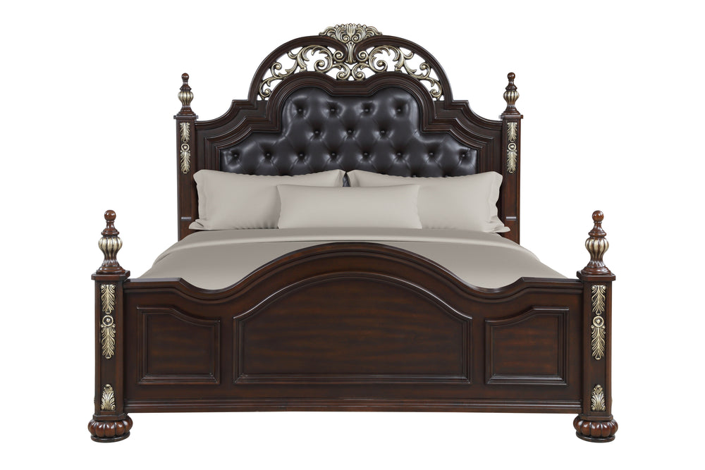 The Royal Classics Maximus Upholstered Bed in Madeira Brown is a masterpiece of heirloom quality, meticulously crafted from solid poplar and premium birch veneers for long-lasting beauty and durability. Its rich, multi-step finish highlights the natural w