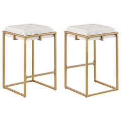 Sleek and sophisticated, these two modern glam stools offer a refreshingly chic style for bars and countertops. Slim, gold metal frames embrace the foam padded cushion, offering a comfy place to rest as you unwind and converse with guests and family. The 
