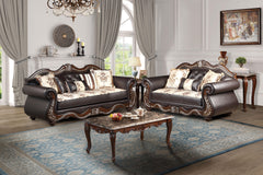 The Royal Classics Maximus 2-Piece Living Room Set, featuring a sofa and loveseat, is designed with a perfect blend of heirloom craftsmanship and timeless elegance. Each piece is expertly crafted from solid pine with premium polyurethane carvings that off