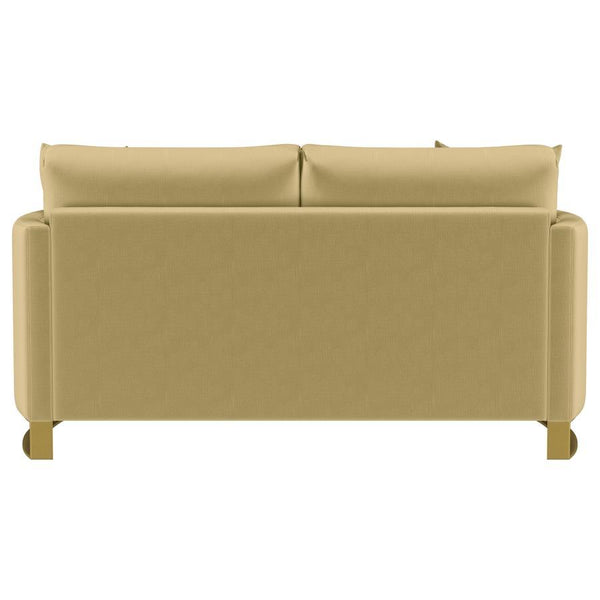 Corliss - Upholstered Curved Track Arm Loveseat - Camel