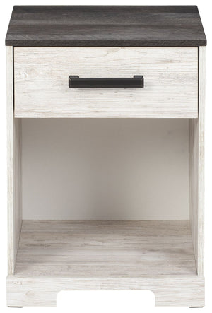 Shawburn - Whitewash / Charcoal Gray - One Drawer Night Stand