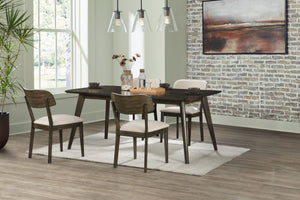 Rex - Rectangle Dining Table & 4 Open Back Chairs - Dark Brown