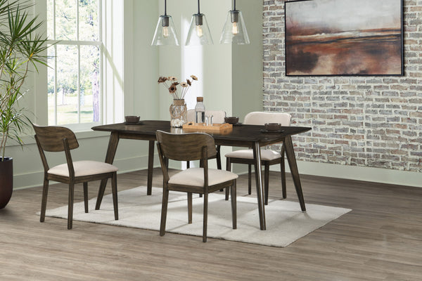 Rex - Rectangle Dining Table & 4 Open Back Chairs - Dark Brown