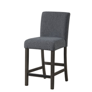 The High Line Upholstered Counter Dining Chairs in Gray combine durability, comfort, and style to enhance any living space. Each set includes two counter chairs, expertly crafted from solid Acacia and Rubberwood, along with high-quality manufactured woods