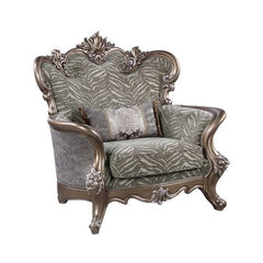 An assortment of materials and patterned hues highlight this elegant, traditional Elozzol collection. Plush and luxurious with rich upholstery, it offers an exquisitely comfortable space to lounge and relax after a long day. This set flaunts a rich, ornat