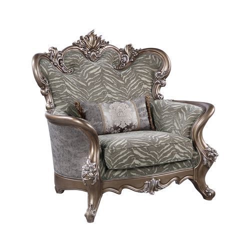 An assortment of materials and patterned hues highlight this elegant, traditional Elozzol collection. Plush and luxurious with rich upholstery, it offers an exquisitely comfortable space to lounge and relax after a long day. This set flaunts a rich, ornat