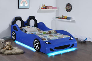 Cruiser - Wood Twin LED Car Bed - Blue