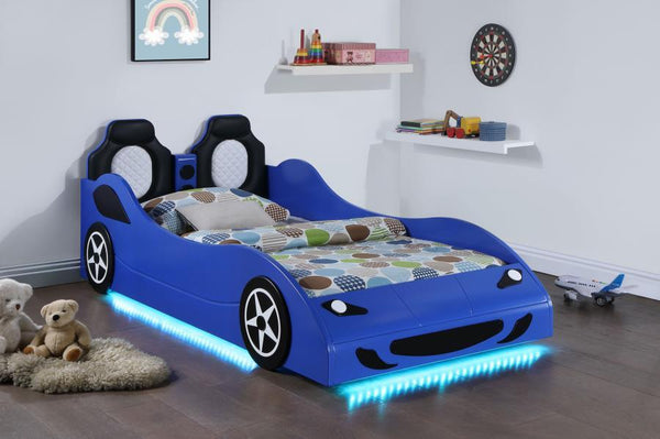 Cruiser - Wood Twin LED Car Bed - Blue