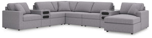 Looking cool and contemporary is great. But when it comes down to it, youâ€™re all about low-maintenance lounging. With the performance fabric on this sectional with chaise, cleaning spills is a breeze. Its customizable modular design caters to your ever-