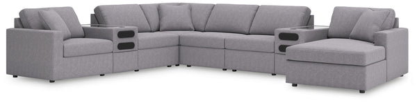 Looking cool and contemporary is great. But when it comes down to it, youâ€™re all about low-maintenance lounging. With the performance fabric on this sectional with chaise, cleaning spills is a breeze. Its customizable modular design caters to your ever-
