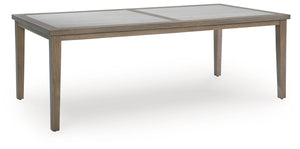Experience the perfect combination of durability and style with this outdoor dining table. An aluminum frame with a wood-look finish maintains a sleek, contemporary aesthetic, while the sintered stone tabletop adds an element of natural elegance. This del