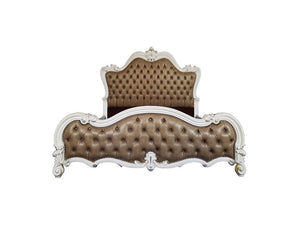 Versailles II - California King Bed - Vintage Gray Vintage Gray PU & Bone White Finsih