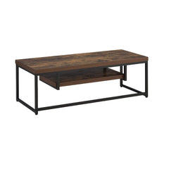 The Bob tv stand simply states that you are up with the times, with its industrial looks and the mixing of black metal with weathered oak. The thicker wood top is supported by lighter scaled black metal lags and an stretcher which assures for a sturdy sur