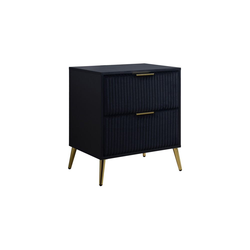 The Kailani 2 Drawer Nightstand in black offers a perfect blend of modern design, durability, and eco-friendly construction, making it a stylish and practical addition to any bedroom. Expertly crafted from a mix of solid rubberwood, engineered wood, and e