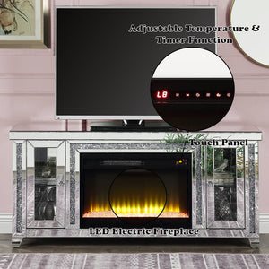 Noralie - TV Stand - Mirrored & Faux Diamonds - Wood