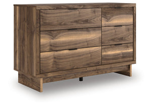 Nostalgic style, retooled for todayâ€™s trends. This dresser puts an elevated twist on mod aesthetics. Its warm brown tones reflect the mid-century vibes you love, while the angular base incorporates contemporary motifs. Integrated drawer handles round ou