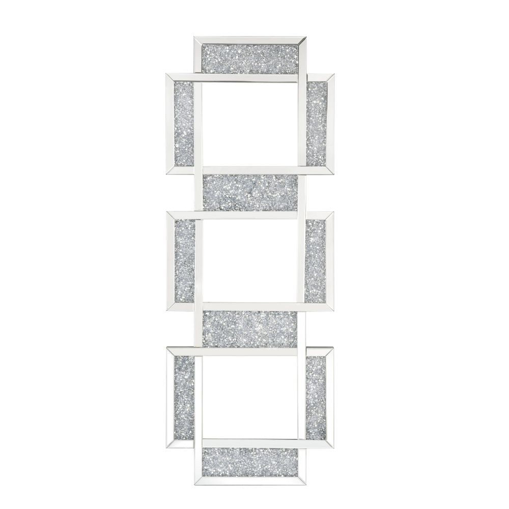 The Noralie three-panel wall mirror offers a smart style in a sophisticated piece. Crafted from quality engineered wood features beveled mirrored trim with faux diamond inlay. Its rectangular frame will work in your entrance, hallway, or living space.<br/