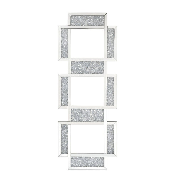 The Noralie three-panel wall mirror offers a smart style in a sophisticated piece. Crafted from quality engineered wood features beveled mirrored trim with faux diamond inlay. Its rectangular frame will work in your entrance, hallway, or living space.<br/