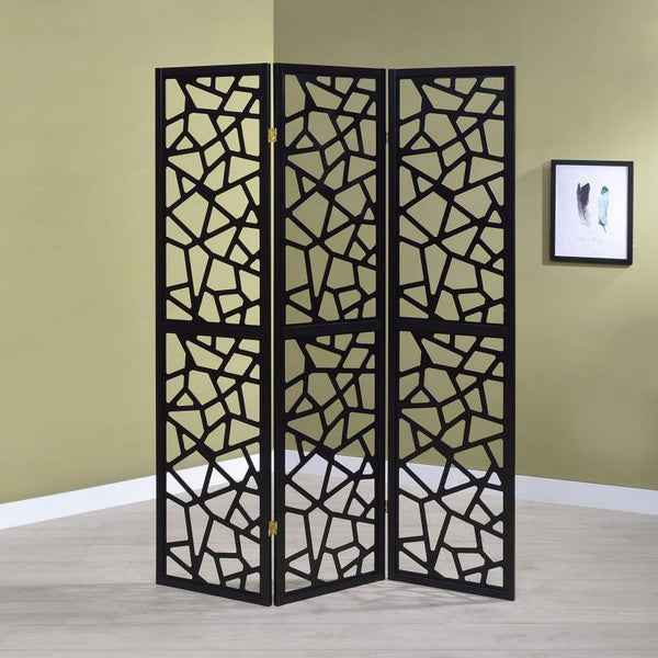  featuring an eye-catching mosaic cutout pattern that enhances modern and mid-century dÃ©cor. The sleek black finish creates a striking contrast