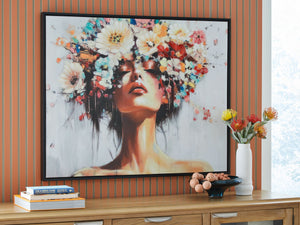  featuring a woman-'s headdress overflowing with a stunning variety of flowers. It-'s sure to brighten your mood each time you see it.<br/><br/><b>Product Fea