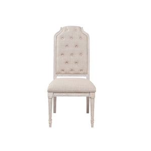 KD, Armless Chair (High Back) Stationary Seat: Standard Dining Height Padded SEAT & BACK: Fabric () _ Padded Backrest: Rolled with Wooden Trim, Button Tufted (Inside) Seat Construction: Cushion & Wooden Apron (Box Seat, Foam, Ply) Wooden Reeded-Tapered Le